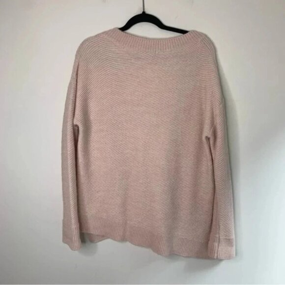 Zara Women's Sweater Chevron Knit V-neck Asymmetrical Hem Long Sleeve Pink S - Picture 16 of 16